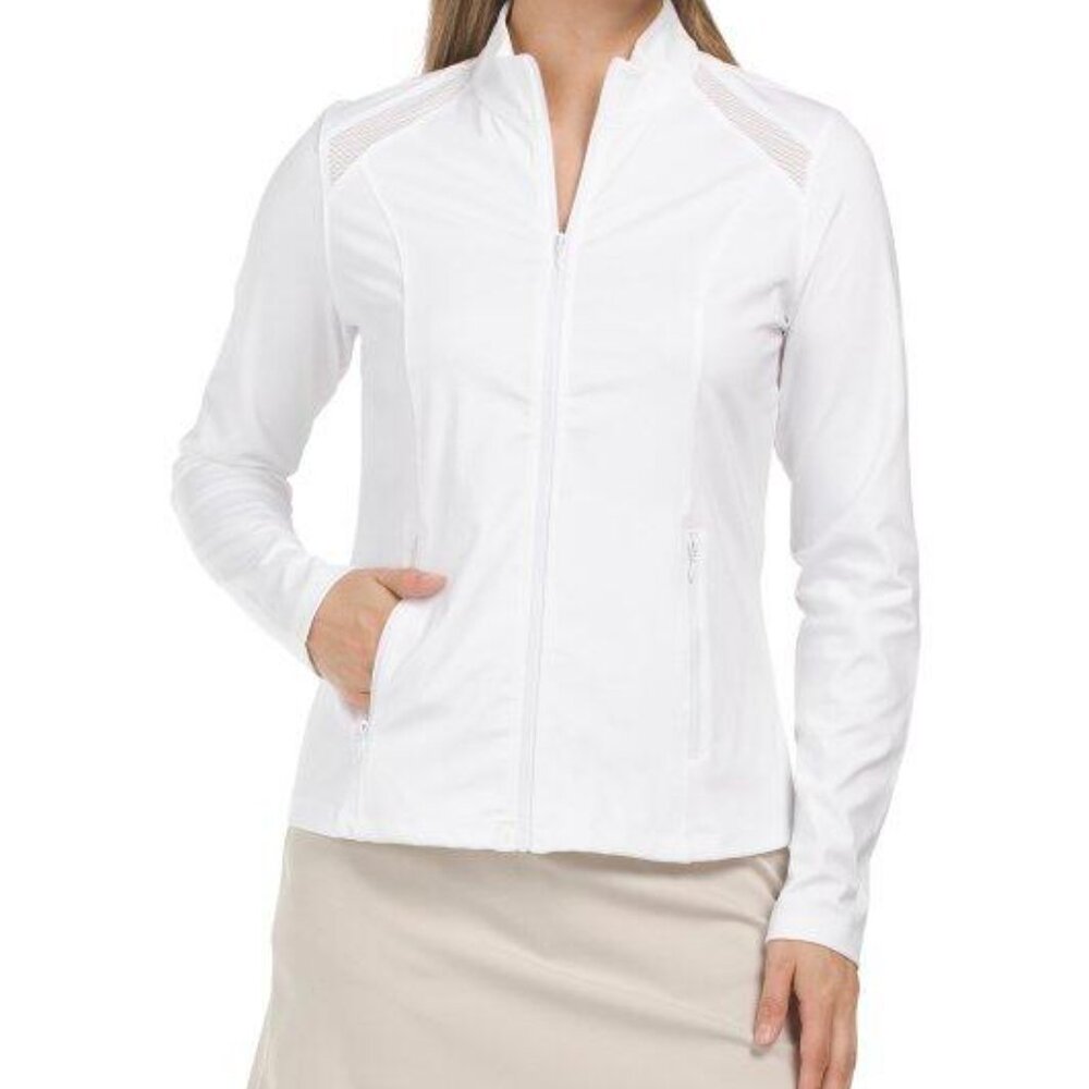 TOMMY BAHAMA LS Full Zip Front Mock Neck Jacket White XS NWT
